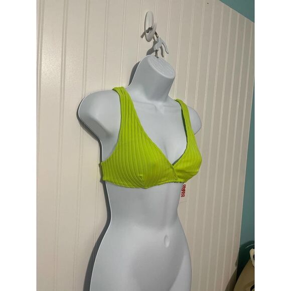 Solid & Striped Beverly Bikini Swim Top Chartreuse Rib Neon Green Medium - Picture 7 of 10
